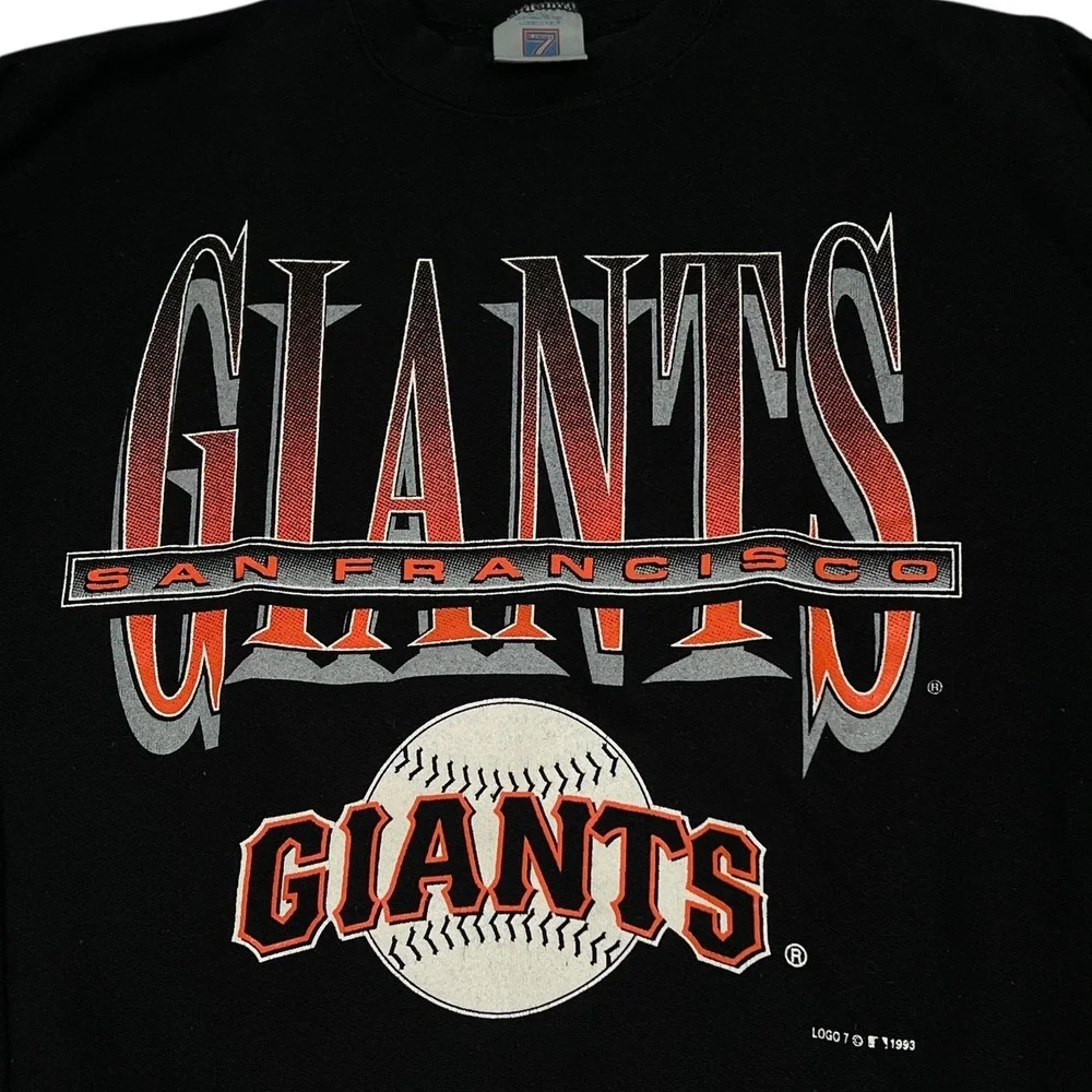 Logo 7 San Francisco Giants Sweatshirt Men XL Black Vintage 1993 MLB Graphic - Picture 4 of 6
